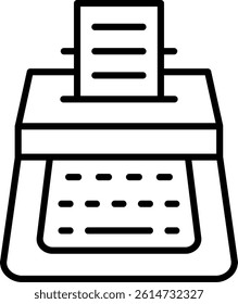 Typewriter Line Vector Icon Design