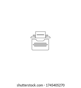 typewriter logo icon design with simple line art style