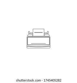 typewriter logo icon design with simple line art style