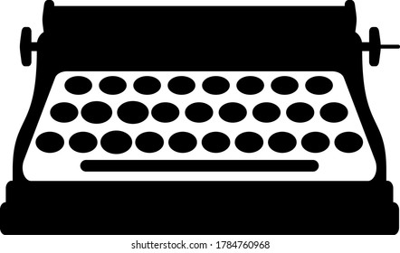 Typewriter. Logo. Symbol of creativity and work of a writer and journalist. Vector isolated monochrome image.