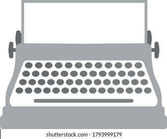 Typewriter. Logo. Symbol of creativity and work of a writer and journalist. Vector isolated monochrome image.