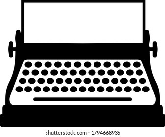 Typewriter. Logo. Symbol of creativity and work of a writer and journalist. Vector isolated monochrome image.