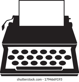 Typewriter. Logo. Symbol of creativity and work of a writer and journalist. Vector isolated monochrome image.