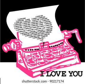 Typewriter with love letter