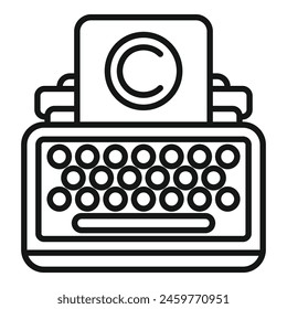 Typewriter machine copyright icon outline vector. Information protection. Legal justice