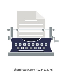 Typewriter Machine Isolated Vector - Typewriter Keyboard Illustration Sign . Technology Writing Sign Symbol