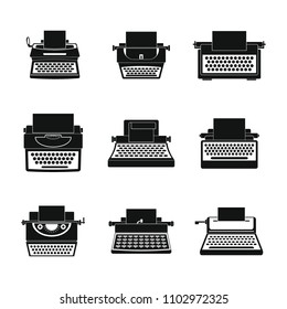 Typewriter machine keys old keyboard icons set. Simple illustration of 9 typewriter machine keys old keyboard vector icons for web