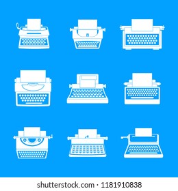 Typewriter machine keys old keyboard icons set. Simple illustration of 9 typewriter machine keys old keyboard vector icons for web