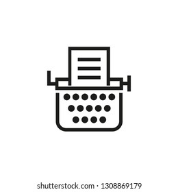 Typewriter machine line icon. Document, editor, report. Literature concept. Can be used for topics like storytelling, communication, correspondence