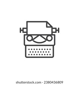 Typewriter machine line icon. linear style sign for mobile concept and web design. Vintage typewriter outline vector icon. Symbol, logo illustration. Vector graphics