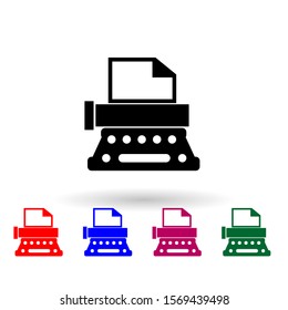 Typewriter multi color icon. Simple glyph, flat vector of media icons for ui and ux, website or mobile application