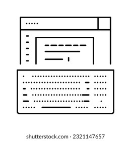 typewriter occupation line icon vector. typewriter occupation sign. isolated contour symbol black illustration