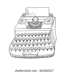 Typewriter on a white background. Vector illustration