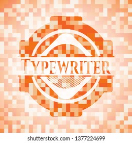 Typewriter orange mosaic emblem