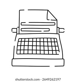 Typewriter Outline Doodle style, vintage typing machine symbolizing writing or journalism roles, ideal for editorial, publishing, or storytelling visuals.