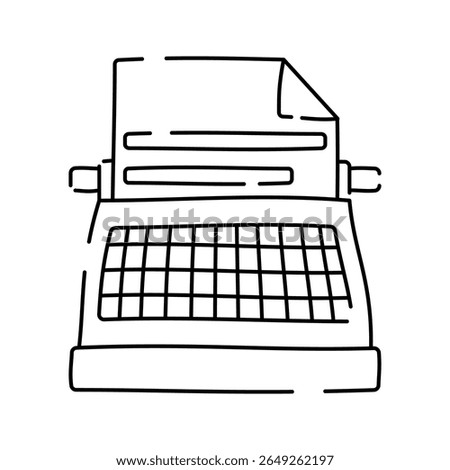 Typewriter Outline Doodle style, vintage typing machine symbolizing writing or journalism roles, ideal for editorial, publishing, or storytelling visuals.