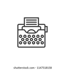 Typewriter outline icon. linear style sign for mobile concept and web design. Copywriting simple line vector icon. Copyright symbol, logo illustration. vector graphics