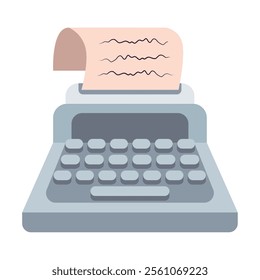 typewriter with paper icon isolated