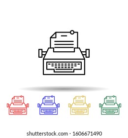 Typewriter, paper multi color style icon. Simple thin line, outline vector of law and justice icons for ui and ux, website or mobile application