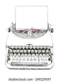 Typewriter with paper sheet in typewriter art