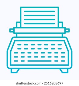 typewriter and paper sheet vector icon, Isolated Lineal Gradient Vector Icon.