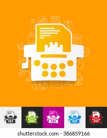 typewriter paper sticker with hand drawn elements