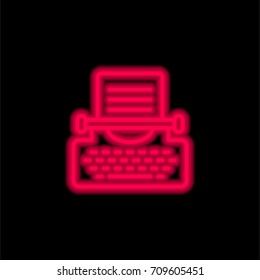 Typewriter red glowing neon ui ux icon. Glowing sign logo vector