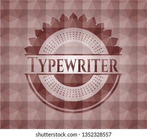 Typewriter red seamless emblem with geometric pattern.