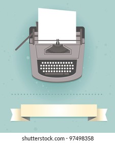 typewriter in retro style - vector card