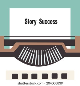 typewriter with share your story success text 