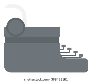 Typewriter with sheet of paper.