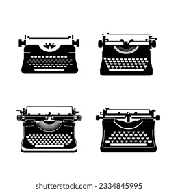 Typewriter, simple silhouette icon, black and white vector.