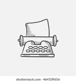 Sketch-Icon für Schreibmaschinen für Web-, Mobil- und Infografiken. Handgezeichnete Vektorsymbol einzeln.
