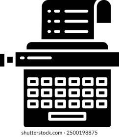 Typewriter solid glyph vector illustration