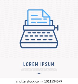 Typewriter thin line icon. Modern vector illustration.