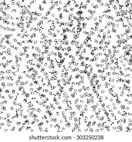 Typewriter types numbers abstract background. Grunge digits font. Counting.