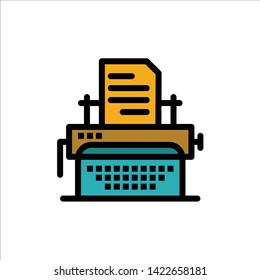 Typewriter, Typing, Document, Publish  Flat Color Icon. Vector icon banner Template
