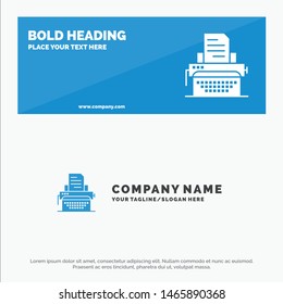 Typewriter, Typing, Document, Publish SOlid Icon Website Banner and Business Logo Template. Vector Icon Template background