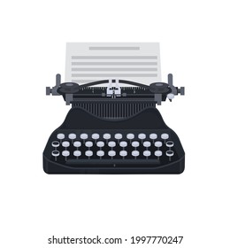 Typewriter. Typing on an old typewriter, vector illustration