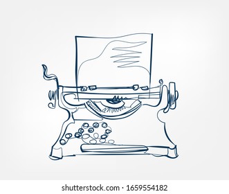 typewriter vector art line isolated doodle illustration