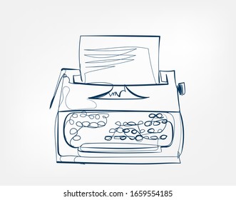 typewriter vector art line isolated doodle illustration