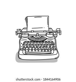 typewriter vector doodle illustration in white background