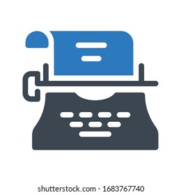 typewriter vector glyph color icon 