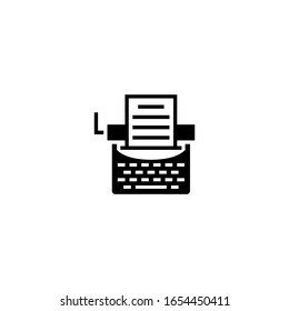 Typewriter vector icon in black solid flat design icon isolated on white background
