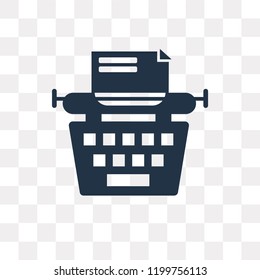 Typewriter vector icon isolated on transparent background, Typewriter transparency concept can be used web and mobile