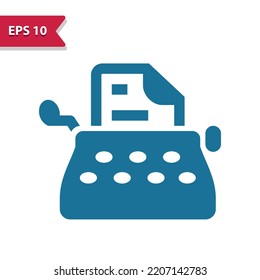 Typewriter Vector Icon. Professional pixel-aligned icon in glyph style.