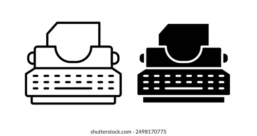 Typewriter vector icon set in black color.