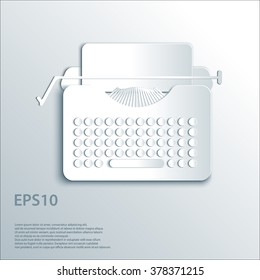 Typewriter vector illustration concept in paper origami 3d style. EPS 10.