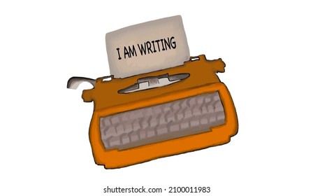 Typewriter vector isolated on white background, single typewriter vector. 