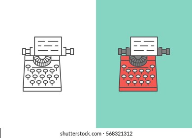 Typewriter Vector Logo And Flat Style Icon 